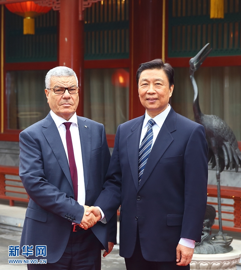 4月6日，國家副主席李源潮在北京會(huì)見由總書記薩伊達(dá)尼率領(lǐng)的阿爾及利亞民族解放陣線黨代表團(tuán)。 新華社記者 丁海濤 攝
