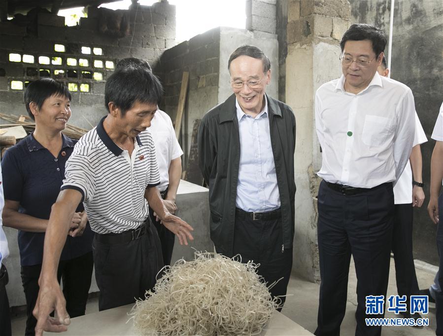 9月3日至5日，中共中央政治局常委、中央紀(jì)委書記、中央巡視工作領(lǐng)導(dǎo)小組組長(zhǎng)王岐山在湖南省調(diào)研并主持召開巡察工作座談會(huì)。這是9月4日，王岐山在瀏陽(yáng)市官橋鎮(zhèn)石灰嘴村貧困戶家中了解脫貧情況。新華社記者 王曄 攝

