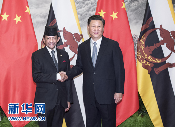 9月13日，國家主席習(xí)近平在北京人民大會堂同文萊蘇丹哈桑納爾舉行會談。 新華社記者 李濤 攝