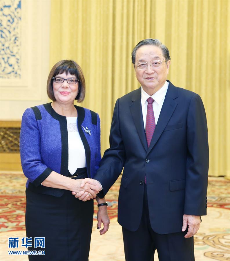 11月27日，全國(guó)政協(xié)主席俞正聲在北京會(huì)見(jiàn)塞爾維亞國(guó)民議會(huì)議長(zhǎng)戈伊科維奇。新華社記者 姚大偉 攝