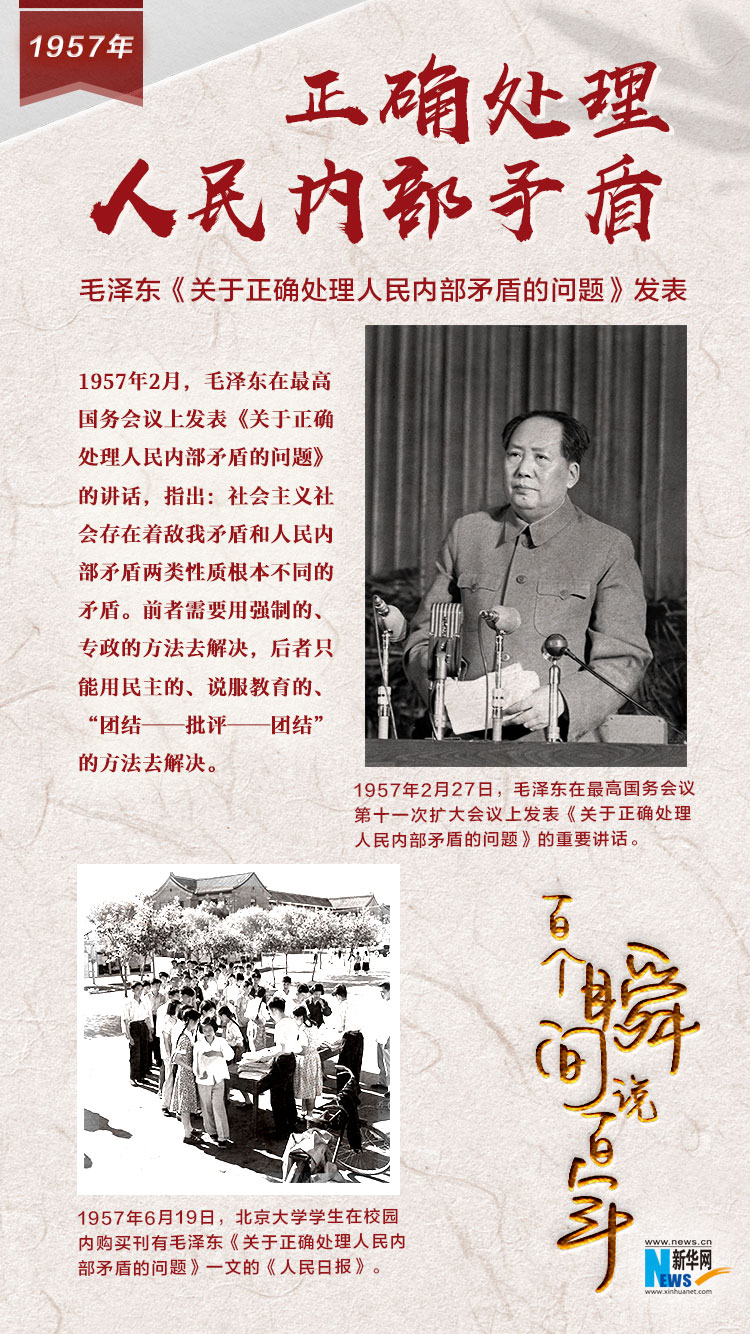 1957，正確處理人民內(nèi)部矛盾