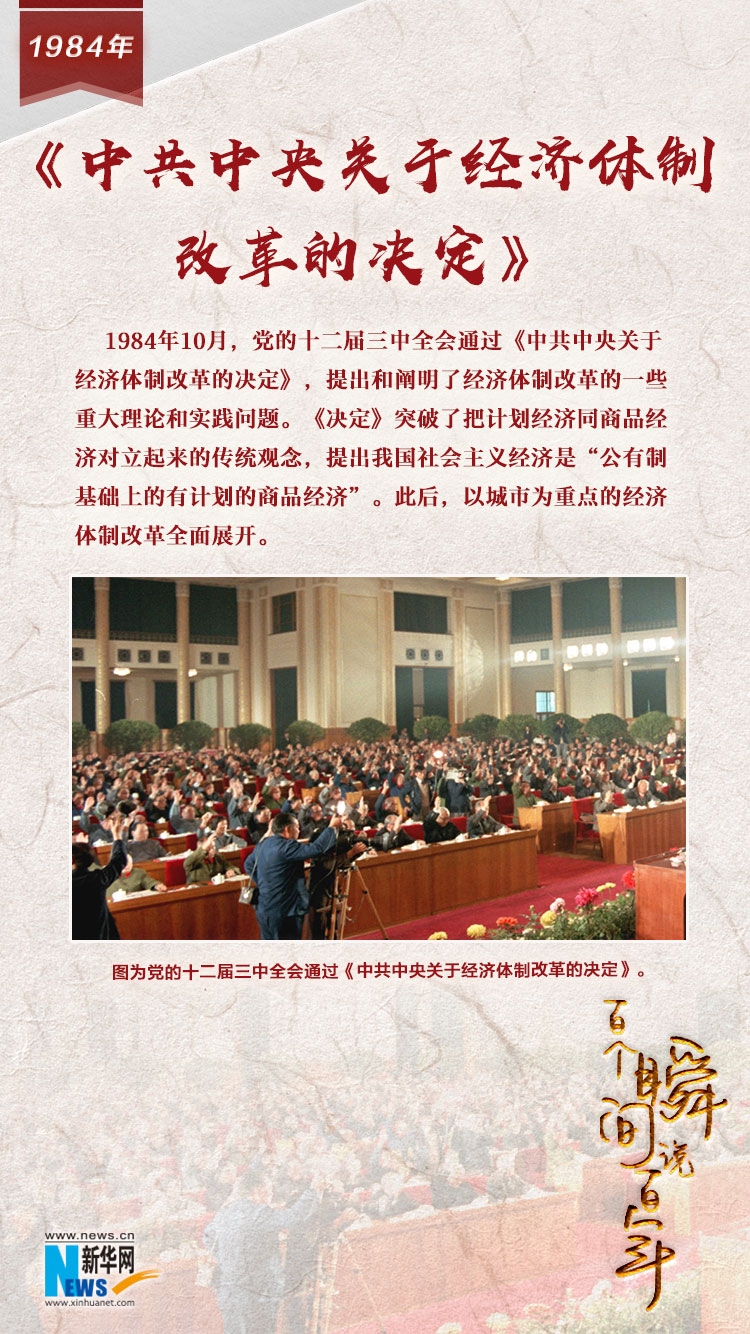 1984，《中共中央關(guān)于經(jīng)濟(jì)體制改革的決定》