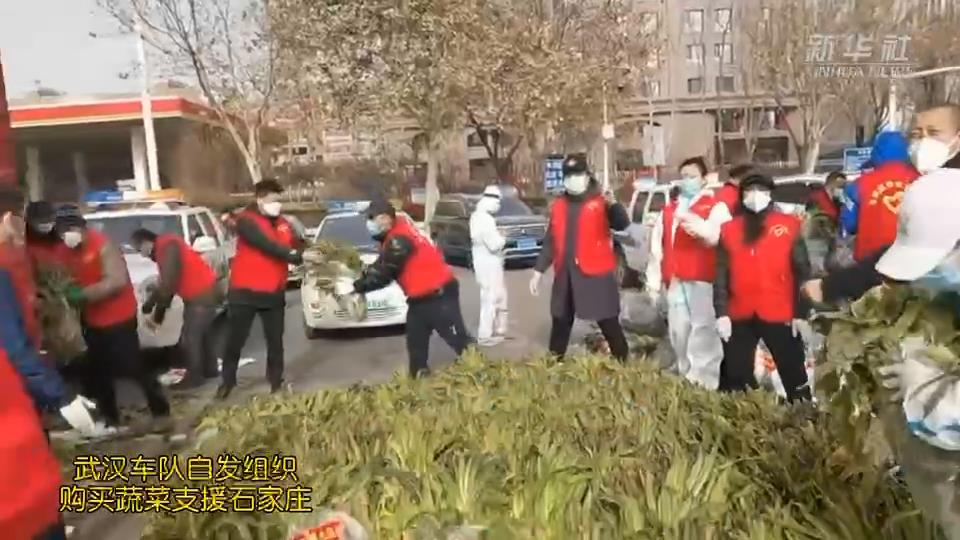 武漢車(chē)隊(duì)自發(fā)組織購(gòu)買(mǎi)的蔬菜，到石家莊了！