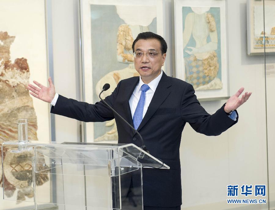 6月21日，國(guó)務(wù)院總理李克強(qiáng)與希臘總理薩馬拉斯共同出席希臘伊拉克利翁博物館新館開(kāi)館儀式并發(fā)表講話(huà)。 新華社記者 王曄 攝