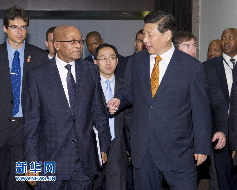 7月14日，國(guó)家主席習(xí)近平在巴西福塔萊薩會(huì)見南非總統(tǒng)祖馬。新華社記者 王曄 攝