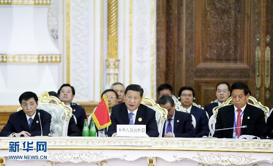 9月12日，上海合作組織成員國元首理事會第十四次會議在塔吉克斯坦首都杜尚別舉行。國家主席習近平出席會議并發(fā)表重要講話。新華社記者鞠鵬攝 