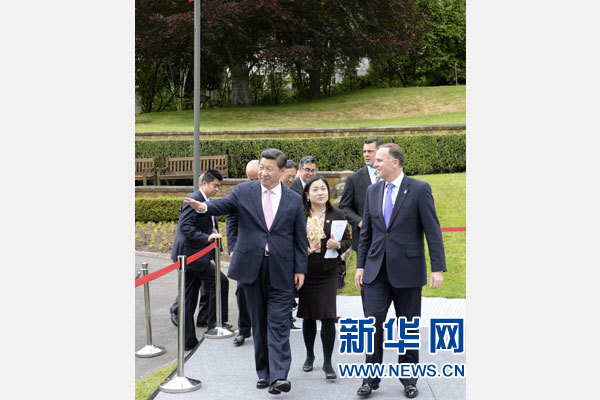 11月20日，中國(guó)國(guó)家主席習(xí)近平在惠靈頓同新西蘭總理約翰·基舉行會(huì)談。 新華社記者 李學(xué)仁 攝