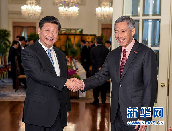11月7日，國家主席習(xí)近平在新加坡同新加坡總理李顯龍舉行會(huì)談。 新華社記者 李學(xué)仁 攝