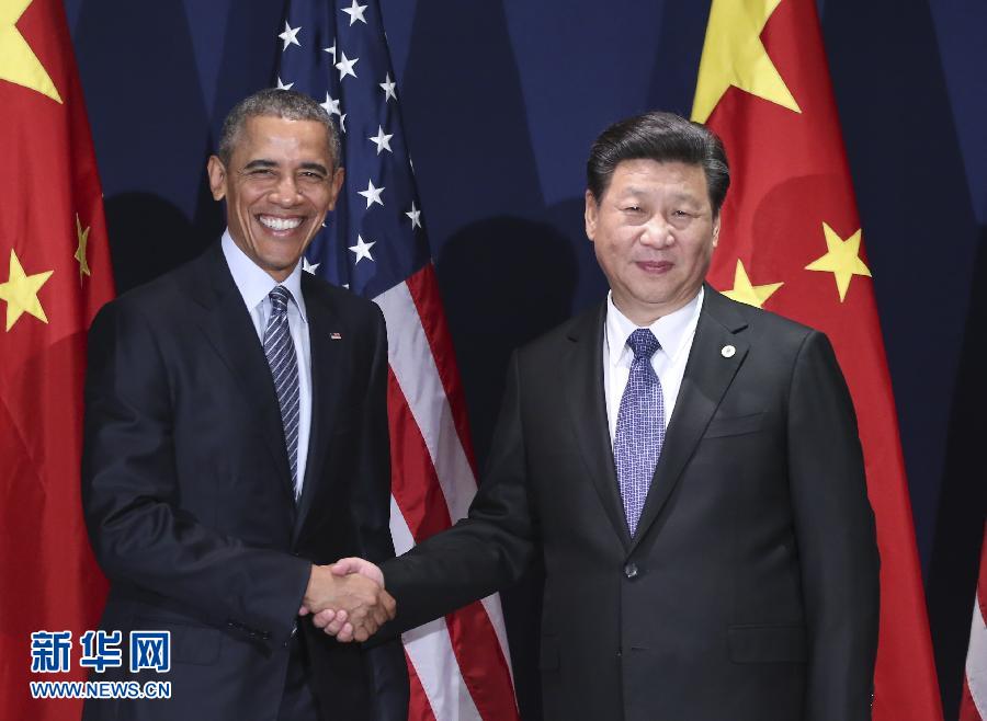 11月30日，中國國家主席習(xí)近平在巴黎會見美國總統(tǒng)奧巴馬。新華社記者蘭紅光攝